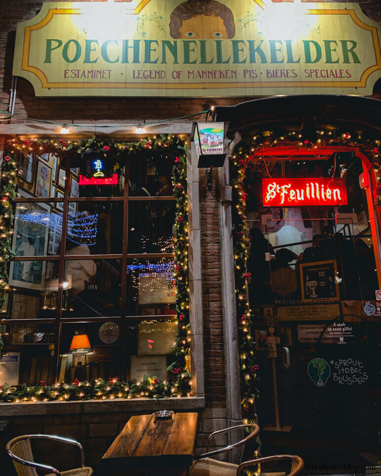 Poechenellekelder, a cozy local tavern (estaminet), located near Manneken Pis