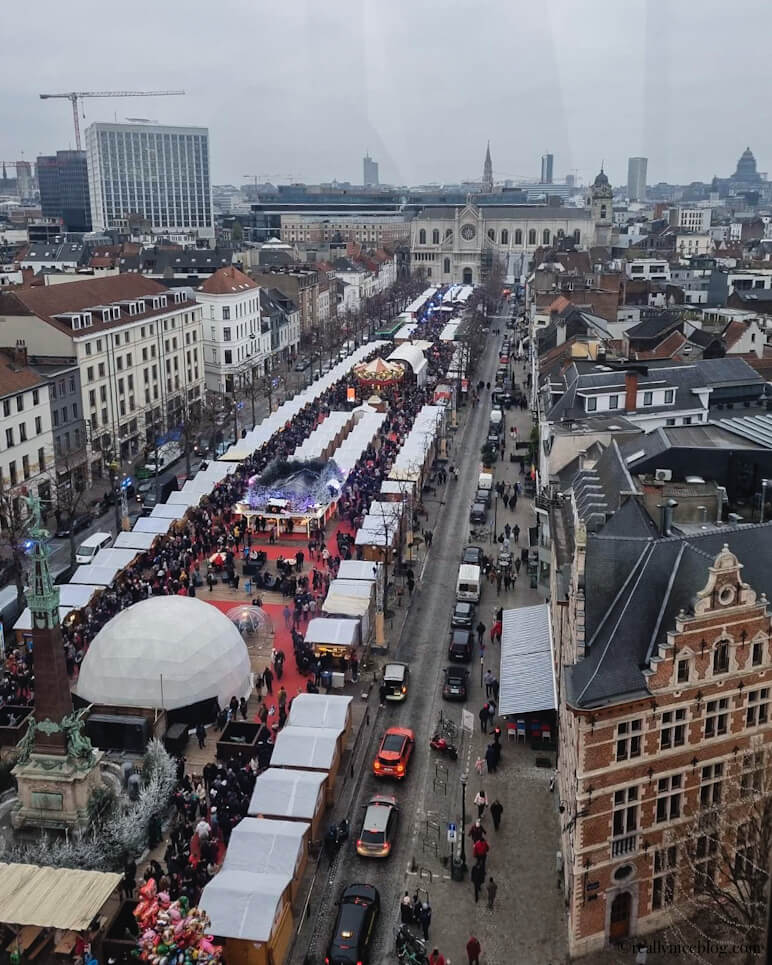 Brussels Christmas Market view from the Lotto Ferris Wheel